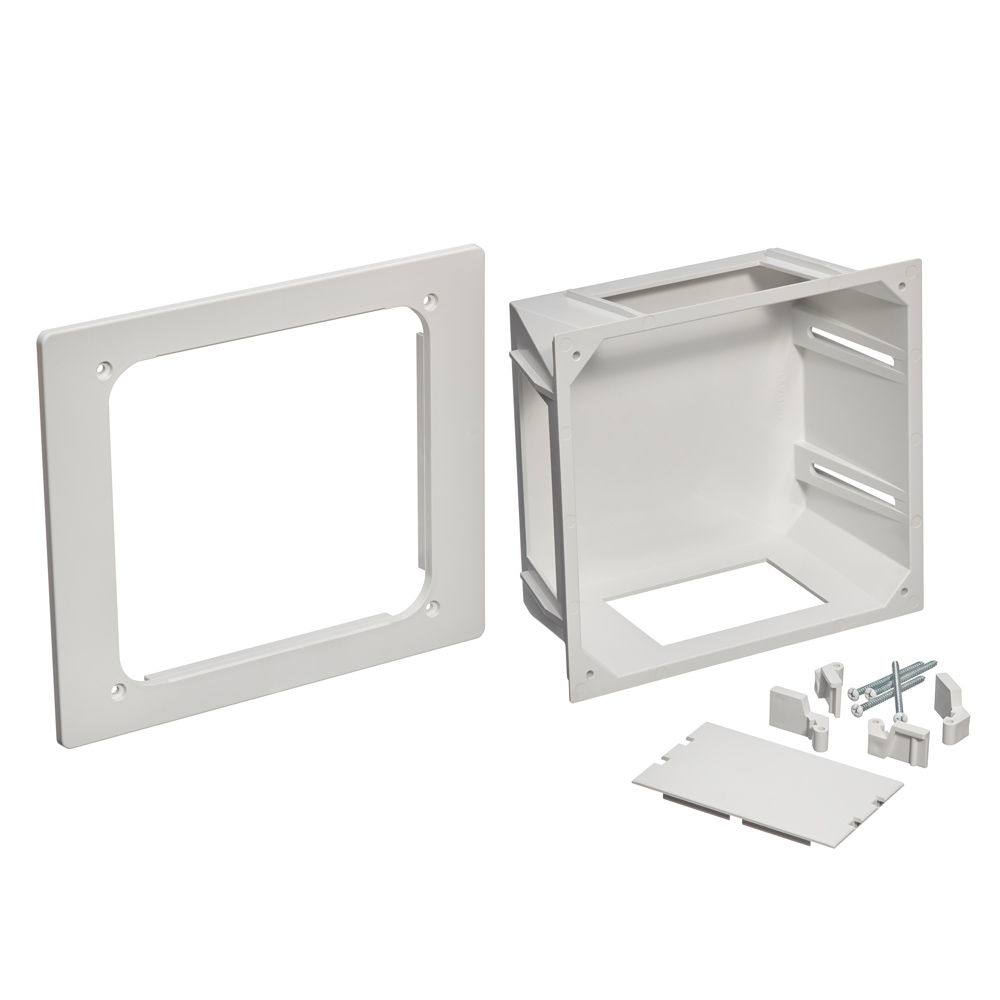 Recessed Entertainment Box (REB), includes low profile frame, White