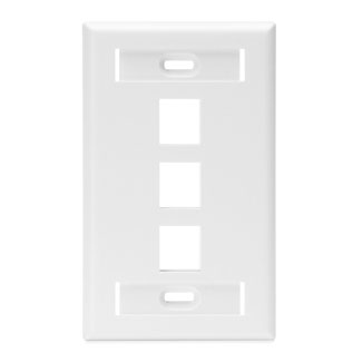 Single-Gang QUICKPORT Wallplate with ID Windows, 3-Port, White