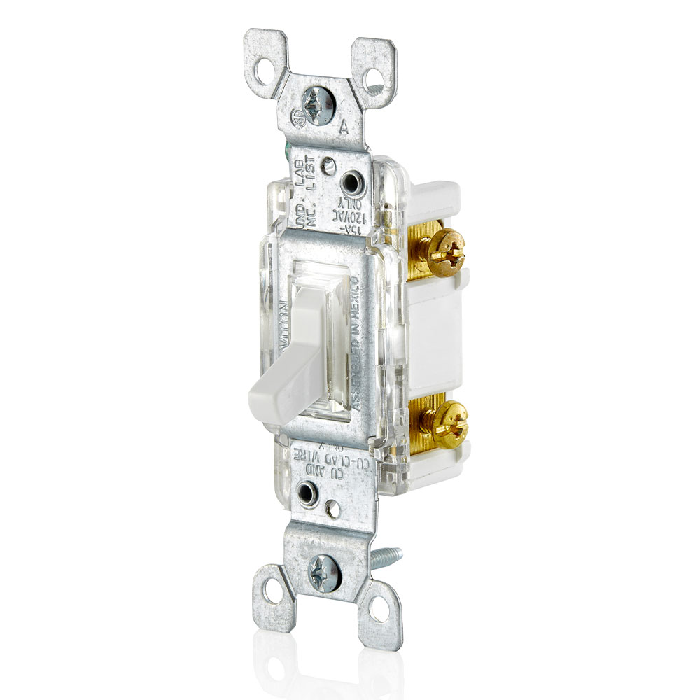 15 Amp, 120 Volt, Toggle LED Illuminated Single-Pole Switch, Residential Grade, Grounding