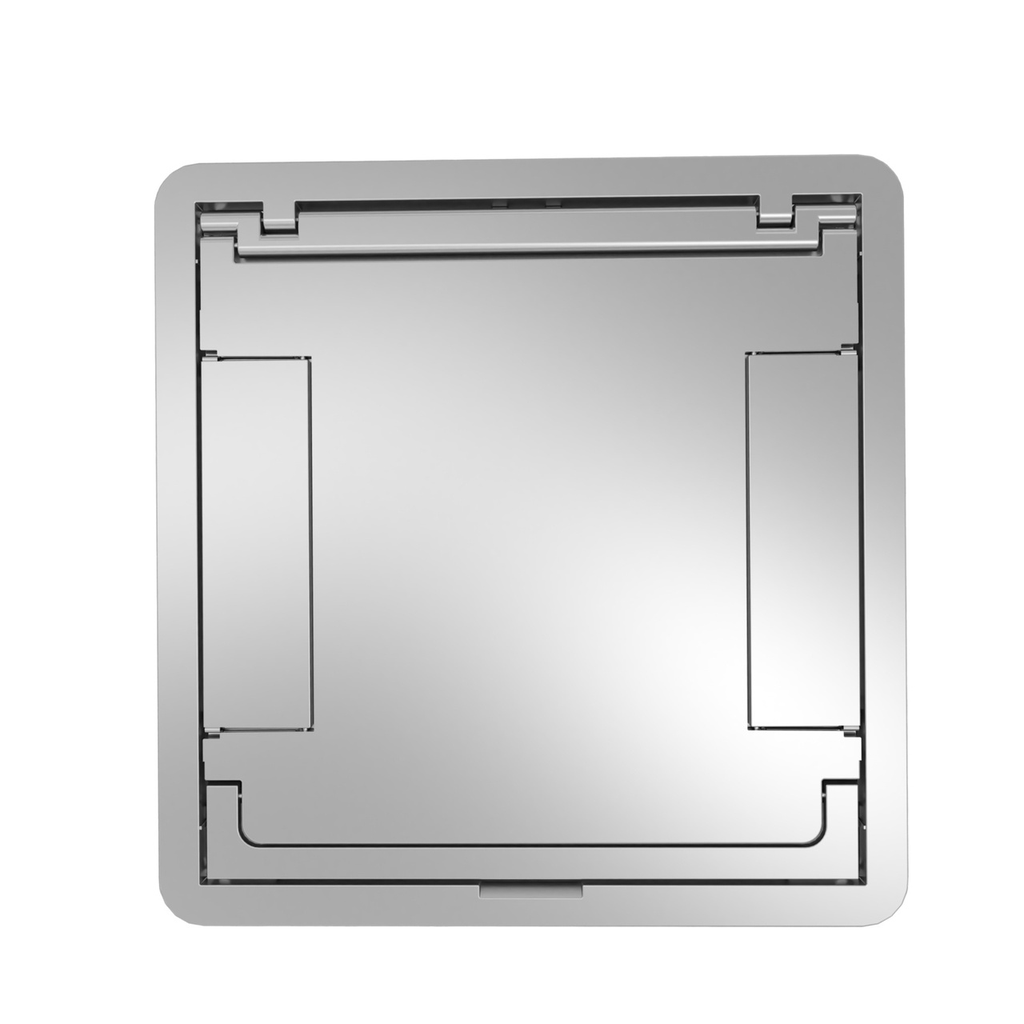 FLOORPORT LARGE FLANGED BLANK TOP BRUSHED ALUMINUM