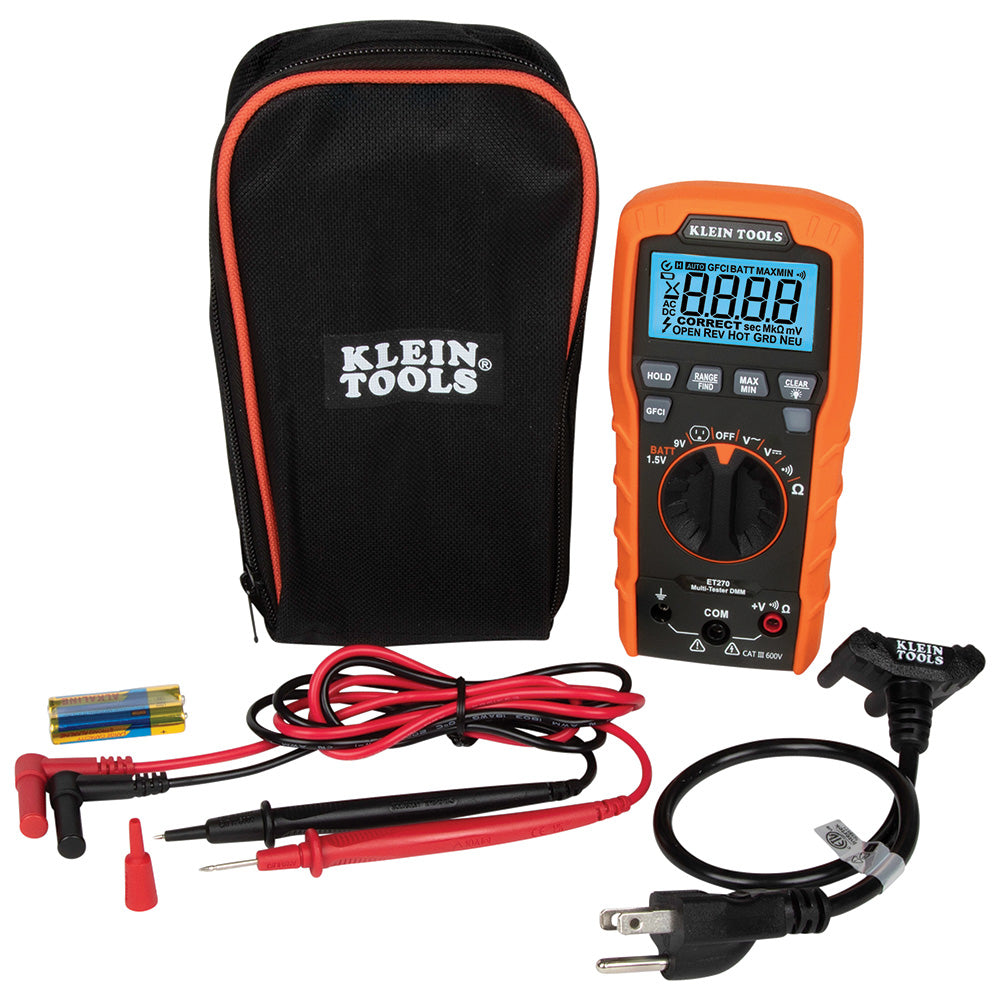 Digital Multi-Tester, Multimeter with Receptacle Tester