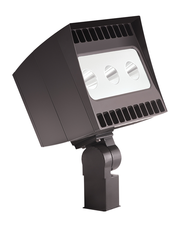 Floodlights, 9656 Lumens, EZLED, 78W, slipfitter mount, 5000K, NEMA 3HX3V, 120-277V, twistlock photocell, bronze