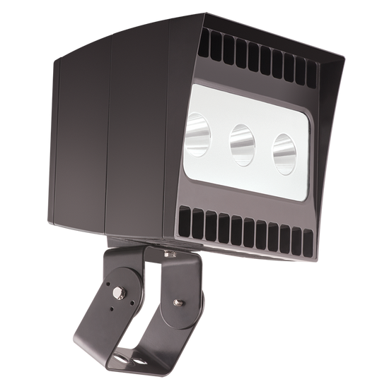 Floodlights, 9656 Lumens, EZLED, 78W, trunnion mount, 5000K, NEMA 3HX3V, 120-277V, twistlock photocell, bronze