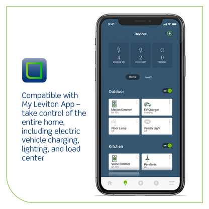 48 Amp Level 2 Electric Vehicle Charging Station With Wi-Fi, Works with My Leviton App