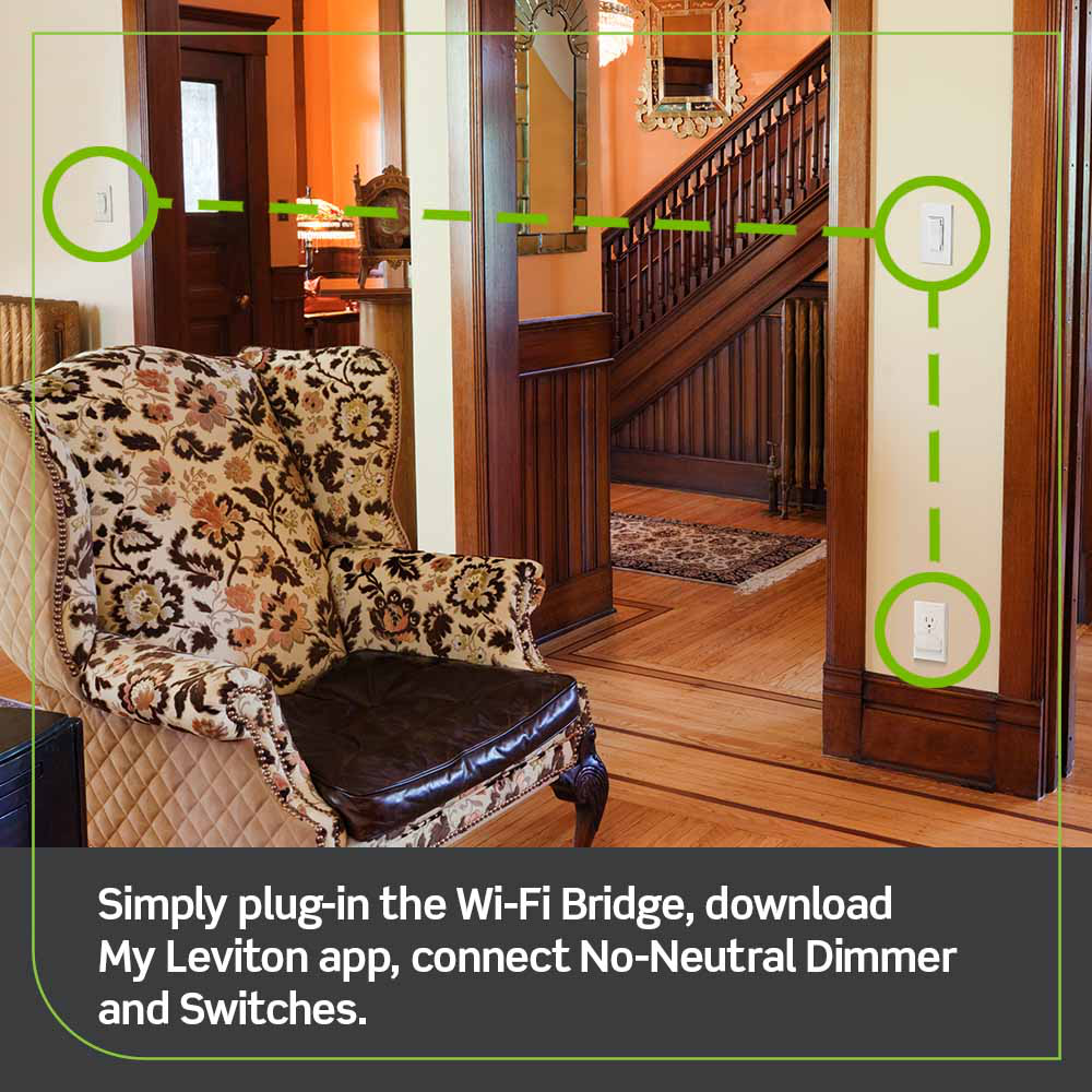 No-Neutral Decora Smart Dimmer Switch, Requires MLWSB Wi-Fi Bridge, Wired or Wire-Free 3-Way