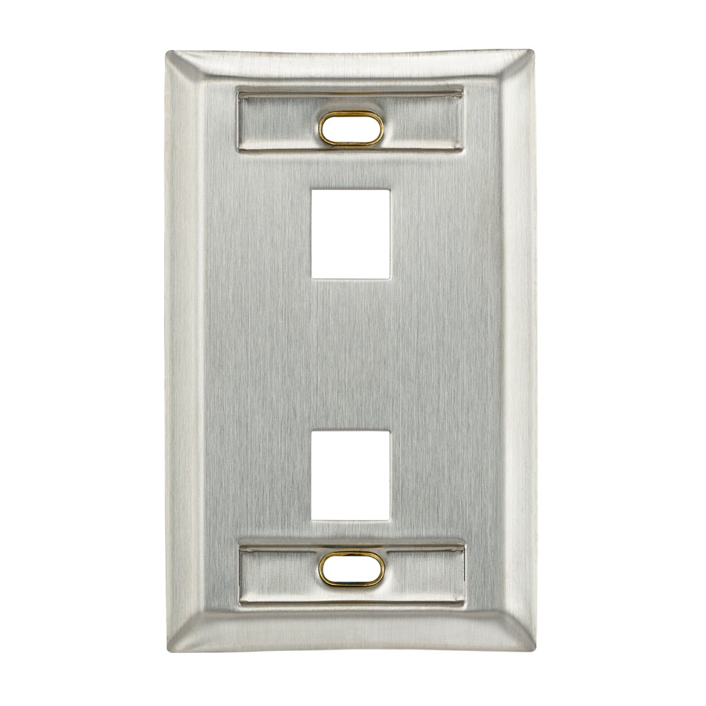 Stainless Steel QuickPort Wallplate, Single Gang, 2-Port, with ID Windows