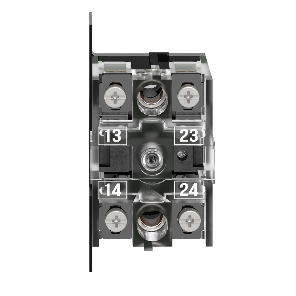 Single contact block, Harmony XAC, spring return, 2 speed, spring return, front mounting, 2NO