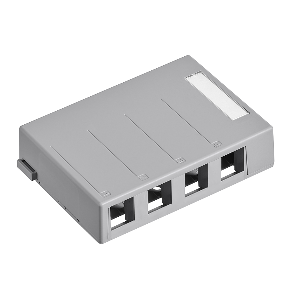 Surface-Mount QuickPort Box, 4-Port, Gray