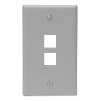 Single-Gang QuickPort Wallplate, 2-Port, Gray