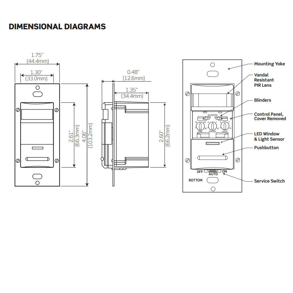 Occupancy Sensor, PIR, Wall Switch, 2100SF, 120-277V, Grey, Made in USA, Decora