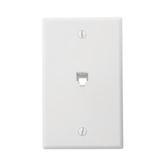 Standard Telephone Wall Jack, 6P6C, Screw Terminals, White