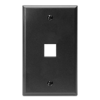 Single-Gang QuickPort Wallplate, 1-Port, Black