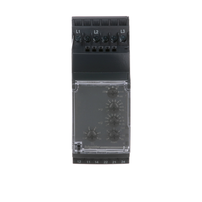 Zelio, 3 phase supply control relay, range 220 to 480 VAC, sequence, phase failure, phase imbalance, voltage