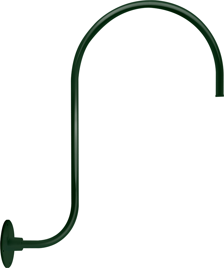 Decorative, Gooseneck, style3, upcurve, 30 Inches High 25 Inches from wall, 1/2 inch NPS, green