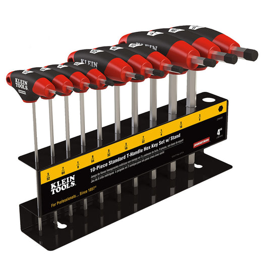 Hex Key Set, SAE T-Handle, 4-Inch, with Stand, 10-Piece