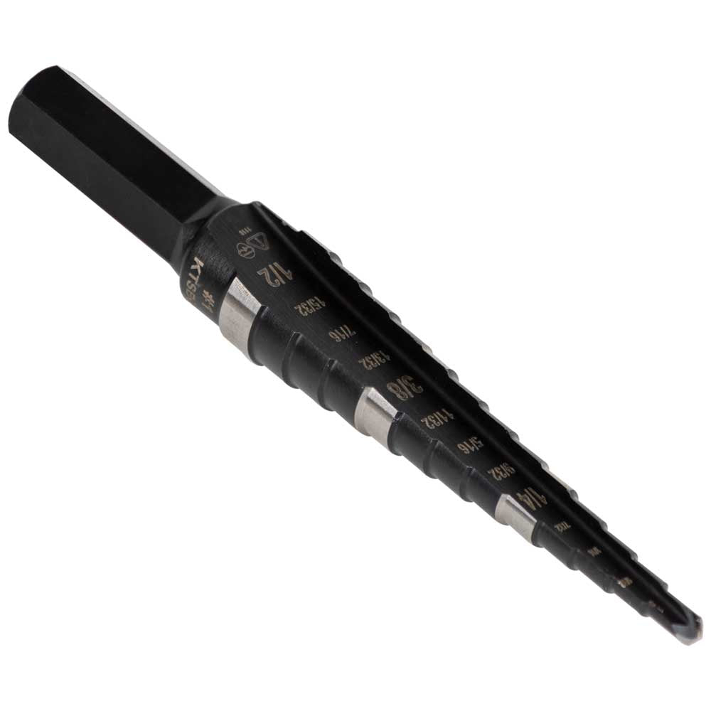 13-Step Drill Bit, Double-Fluted, 1/8-Inch to 1/2-Inch