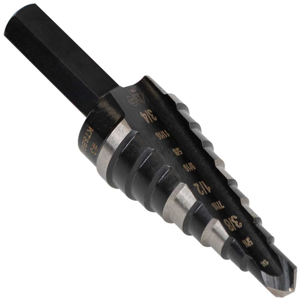 9-Step Drill Bit, Double-Fluted, 1/4-Inch to 3/4-Inch