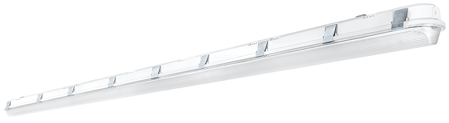 Washdown, 9919 Lumens, Linear SHARK, 8 feet, 70W, 3000K, 0-10V dimmable, Microwave Sensor battery b/up, 120-277V, dimmable