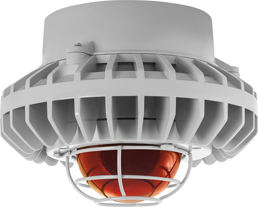 Hazardous Lighting, HAZPLED, 80W, amber frosted lens, wire gurad, gray