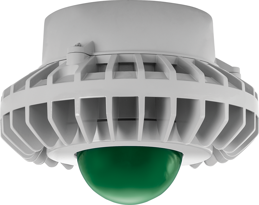 Hazardous Lighting, HAZPLED, 80W, green frosted globe, gray