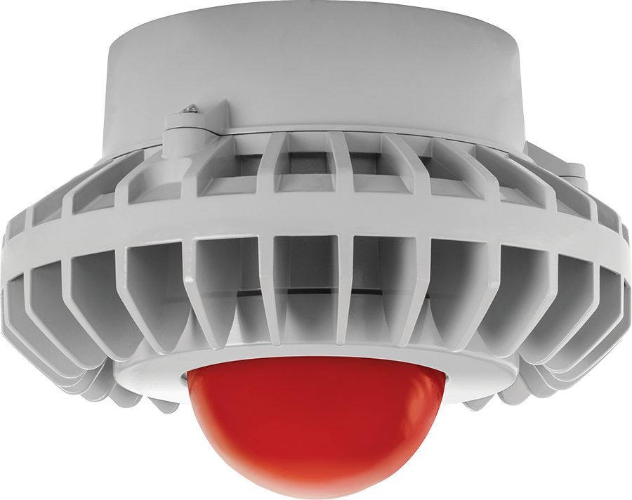 Hazardous Lighting, HAZPLED, 80W, red frosted globe, gray