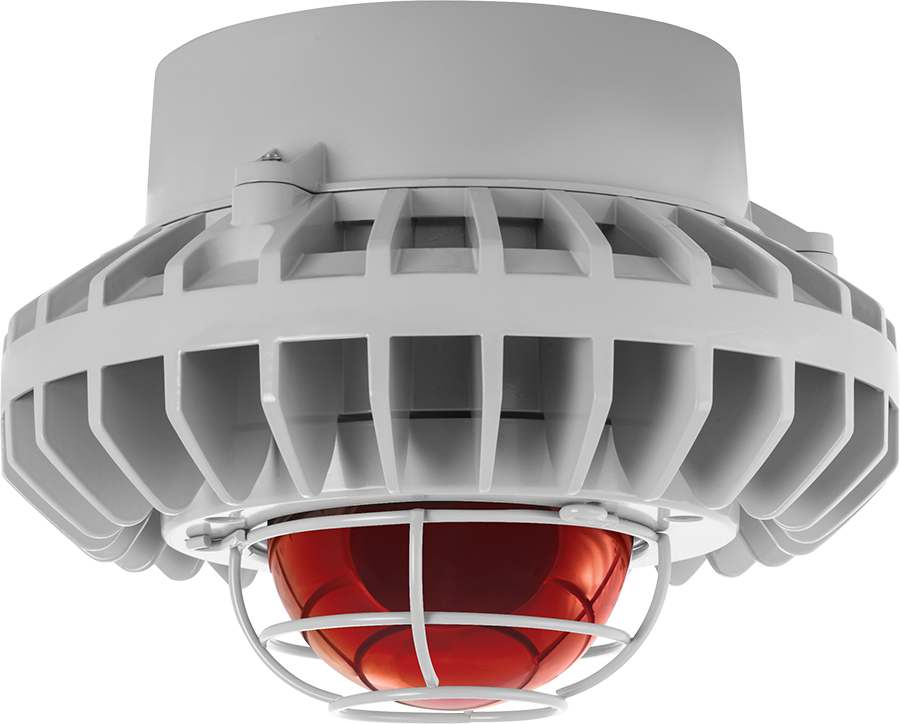 Hazardous Lighting, HAZPLED, 80W, red frosted globe, wire gurad, gray