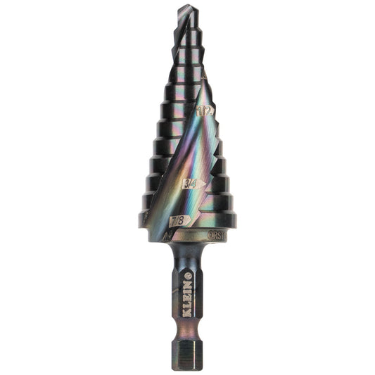 Step Drill Bit, Quick Release, Double Spiral Flute, 3/16 to 7/8-Inch