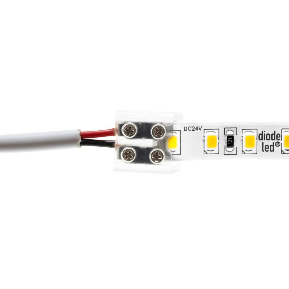 Tape Light Terminal Block Connector, Screw Down, 8mm, Tape-To-Wire