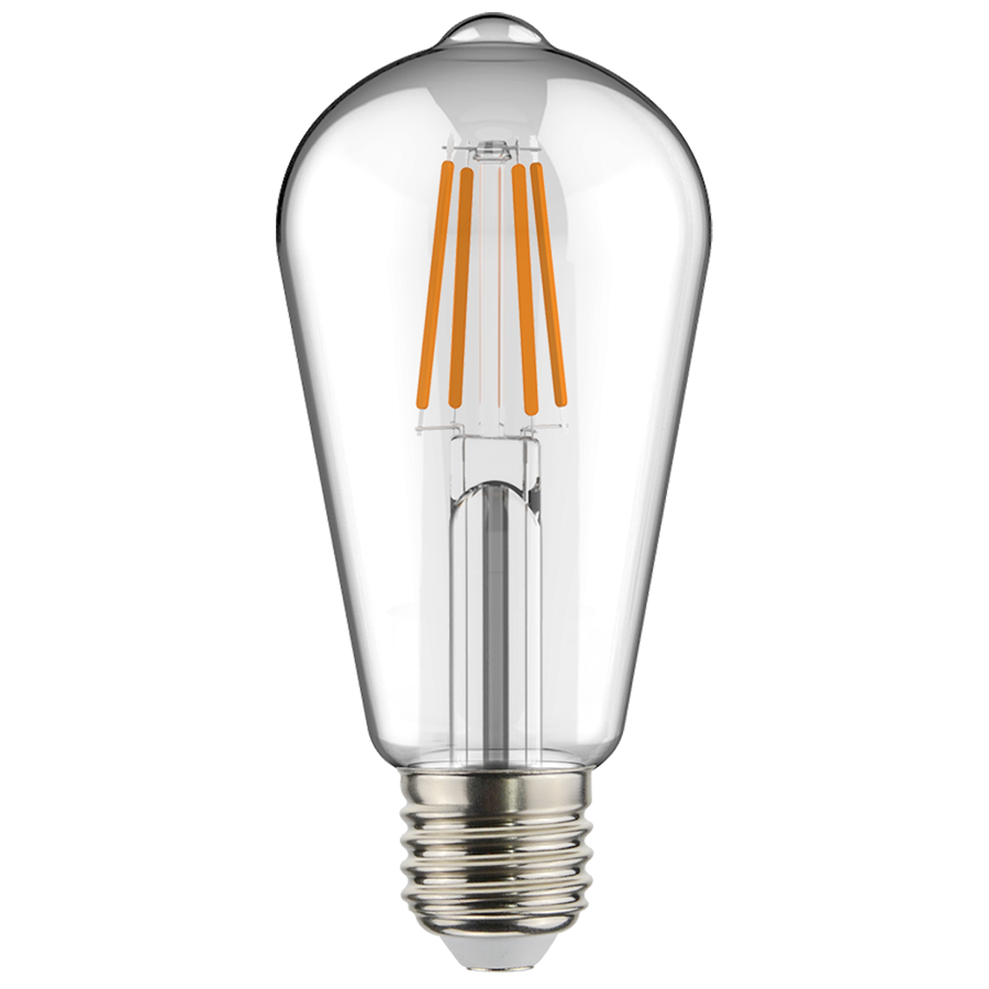 Decorative, 500 lumens, ST19, 5W, base E26, 90CRI 2700K, filament, clear