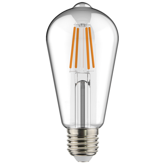 Decorative, 500 lumens, ST19, 5W, base E26, 90CRI 2700K, filament, clear