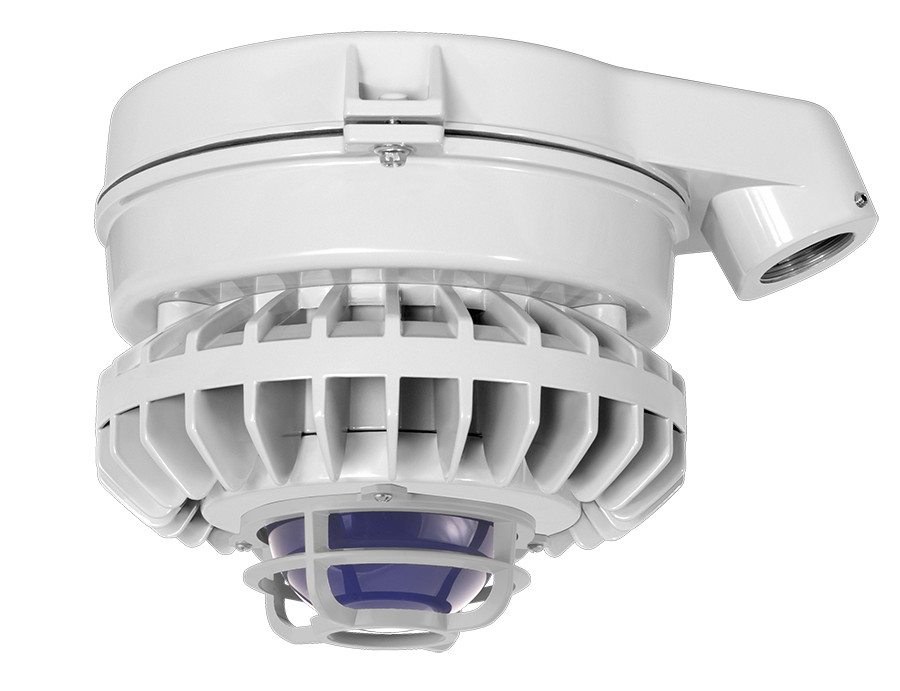 Hazardous Lighting, HAZSLED, 26W, blue frosted globe, die cast guard, gray