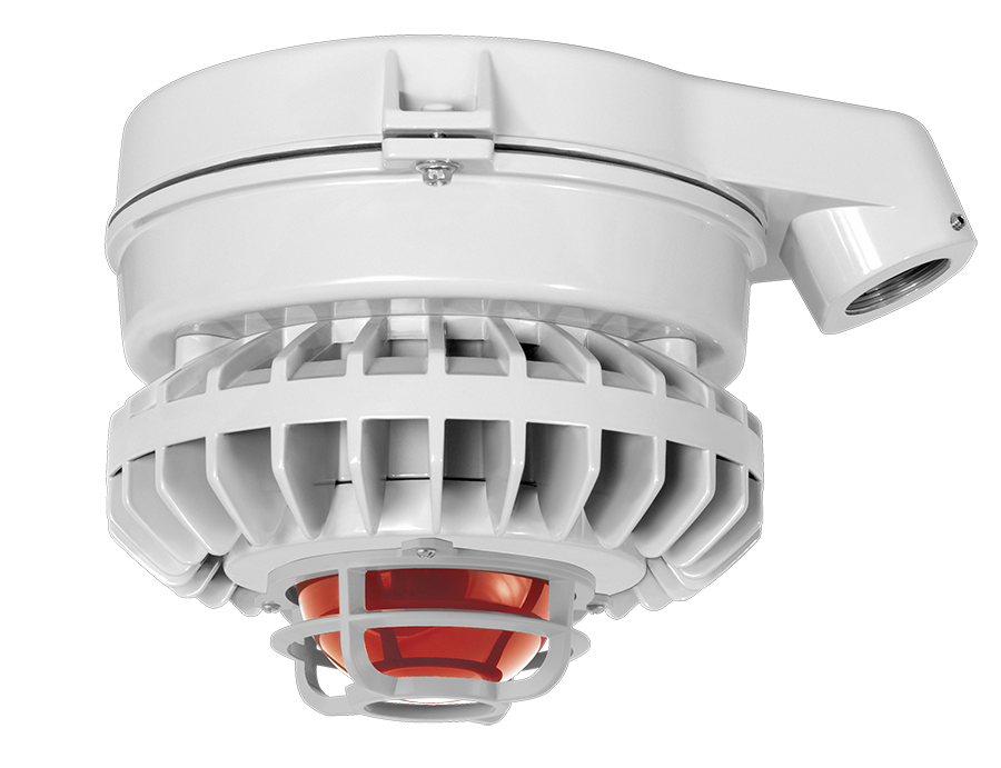 Hazardous Lighting, HAZSLED, 42W, red frosted globe, die cast guard, gray