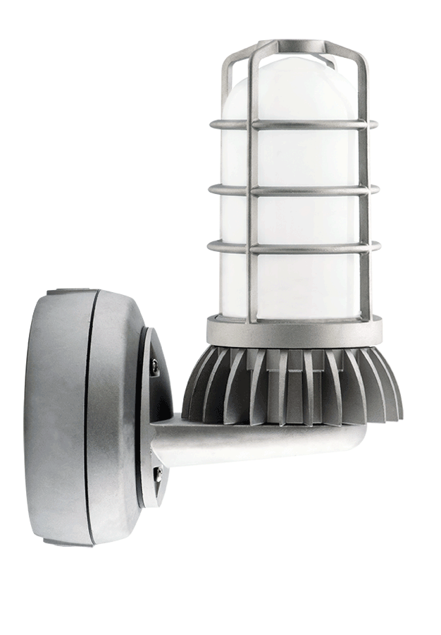 Vaporproof, 1401 lumens, VXBR, uplight, 26W, neutral, LED, wall bracket, frosted globe, and guard