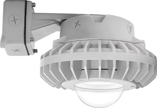 Hazardous Lighting, 8837 lumens, HAZBLED, 80W, 5000K, 0-10V dimming, clear globe, wall bracket, gray