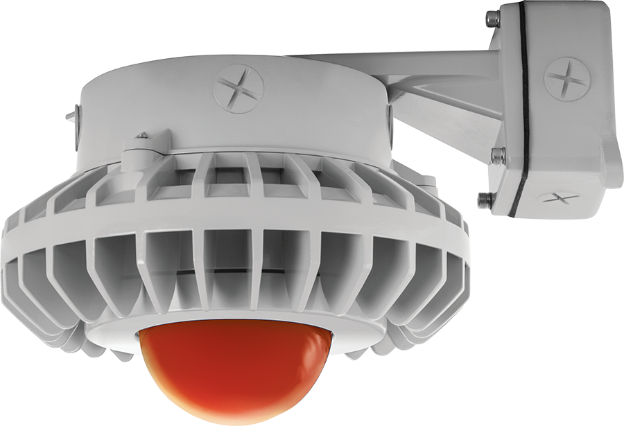 Hazardous Lighting, HAZBLED, 80W, 5000K, frosted amber globe, wall bracket, gray