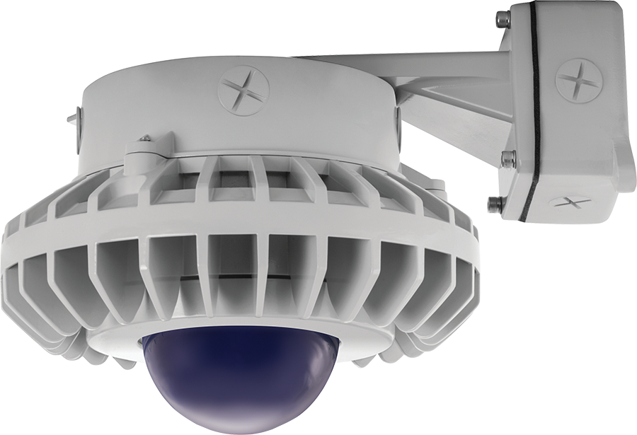 Hazardous Lighting, HAZBLED, 80W, 5000K, frosted blue globe, wall bracket, gray