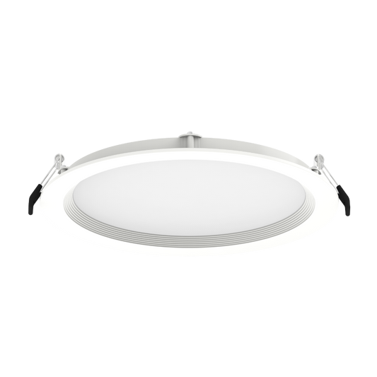 Recessed Downlights, 1800 Lumens, Wafer edge-lit, 8W, 8 inches, round, 90CRI, adjustable 2700/3500/4000/5000K, 277V, white, baffle